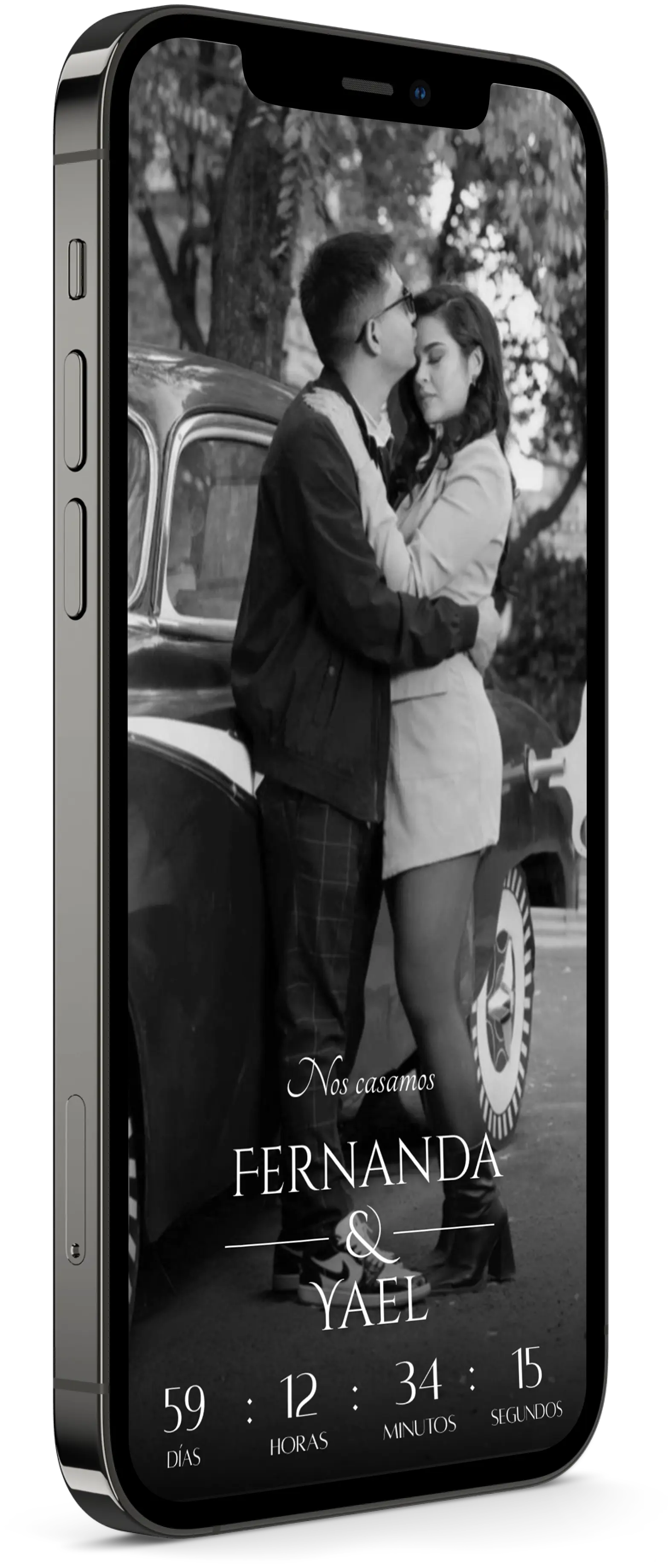 Mockup de un teléfono con una invitación para boda