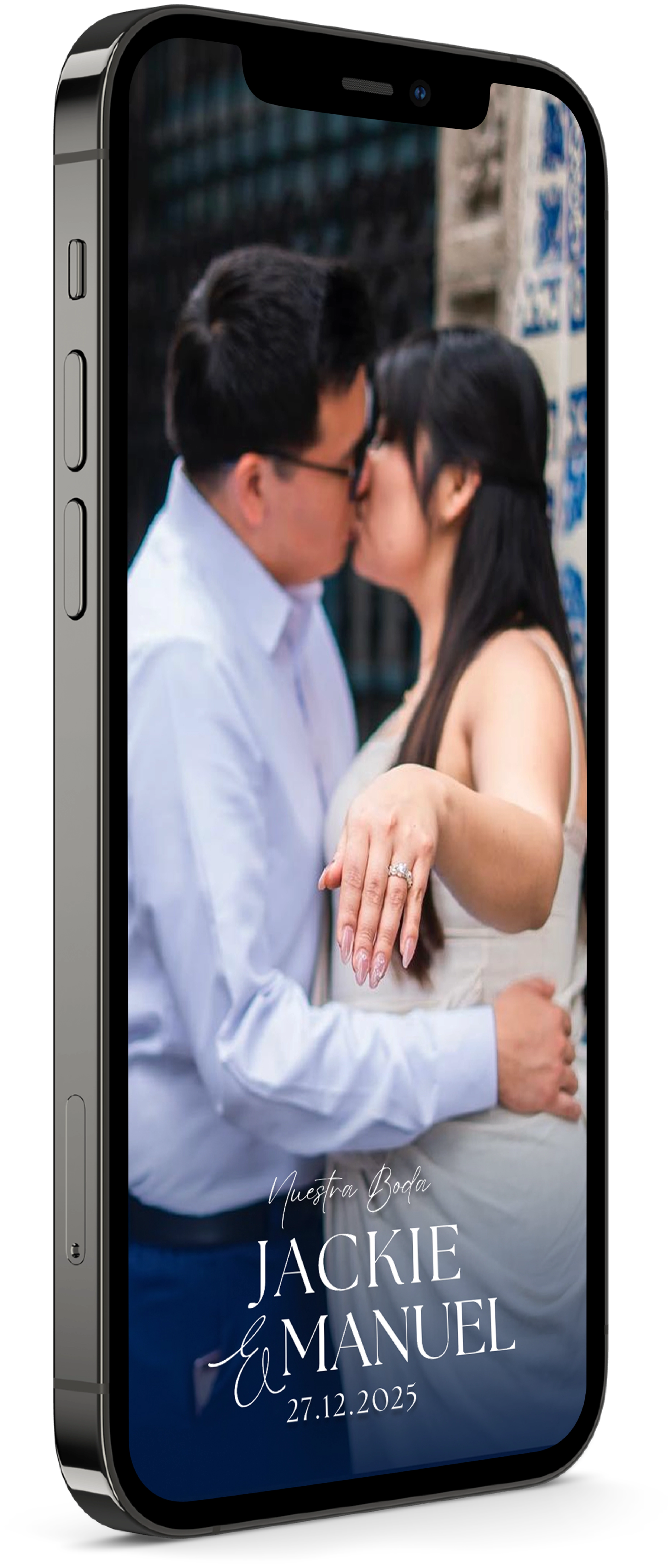 Mockup de un teléfono con una invitación para boda