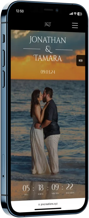 Mockup de un teléfono con una invitación para boda