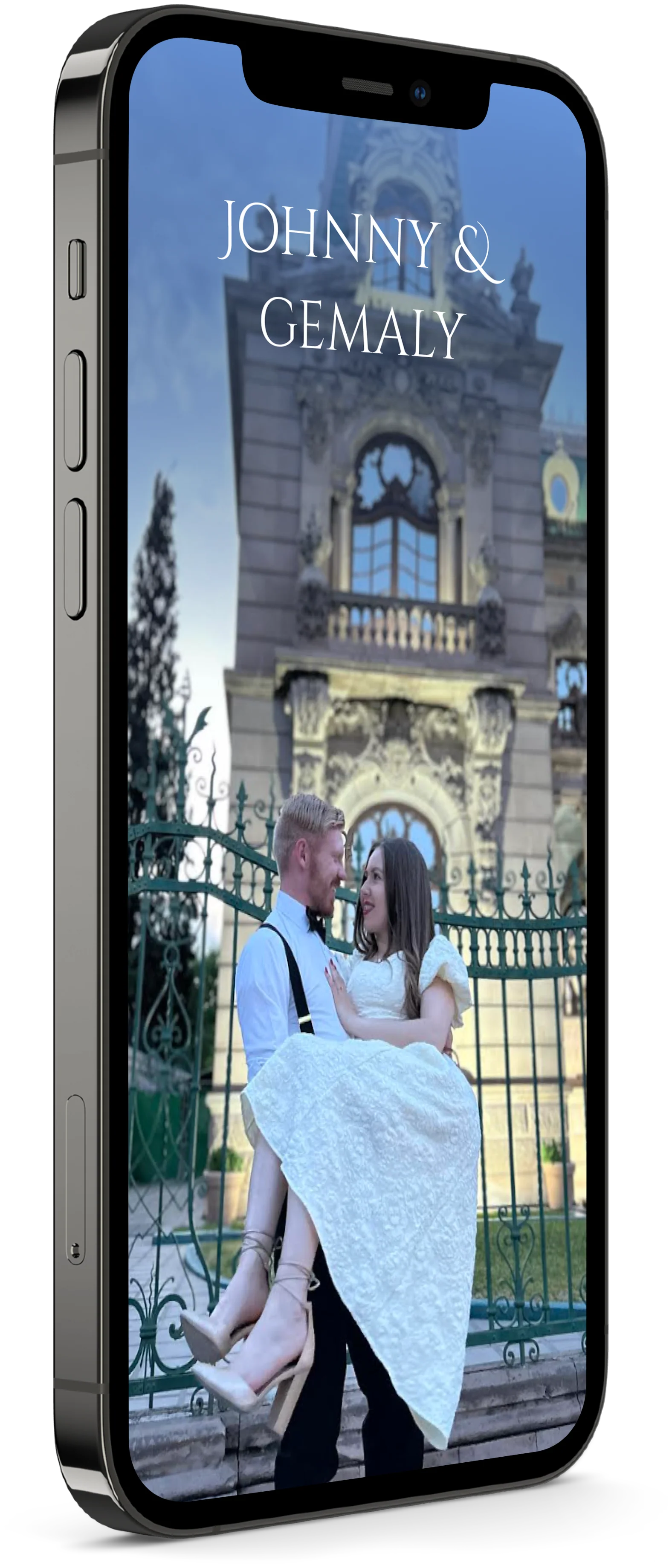 Mockup de un teléfono con una invitación para boda