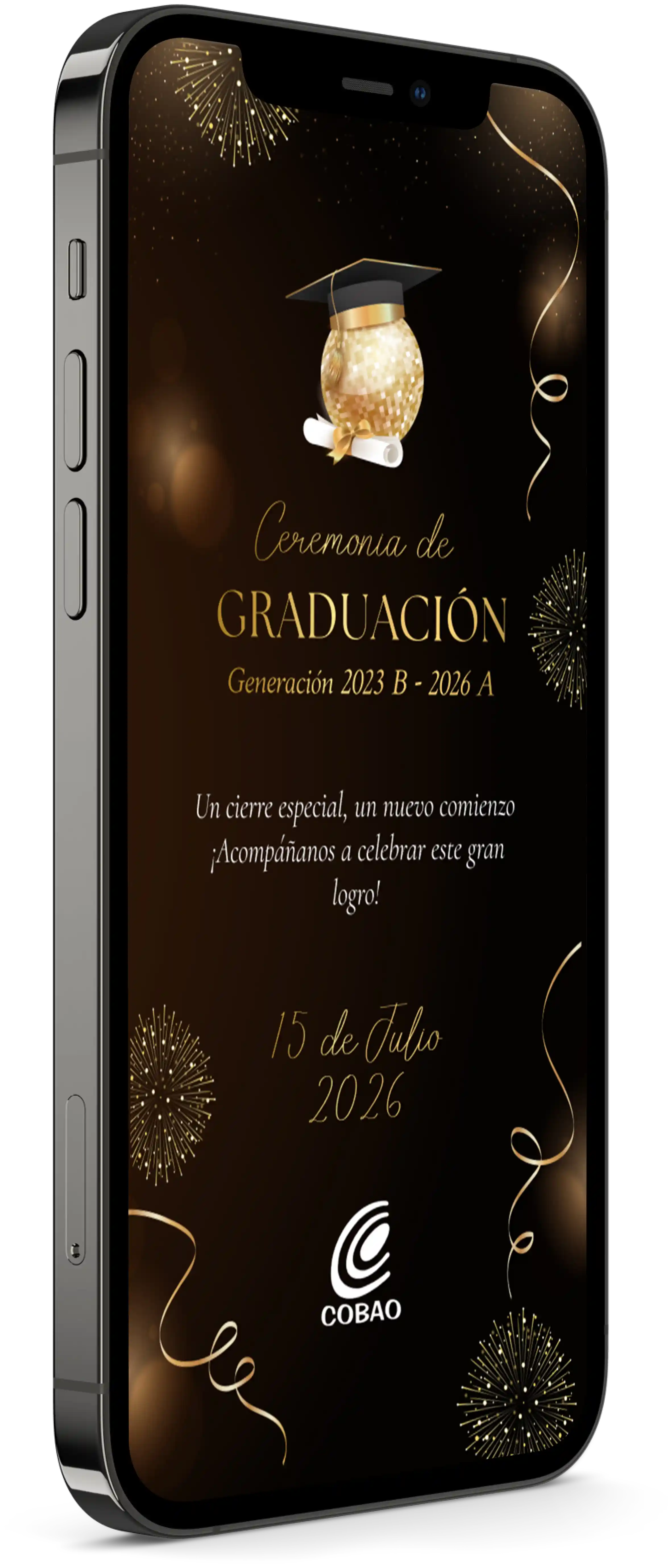 Mockup de un teléfono con una invitación para boda