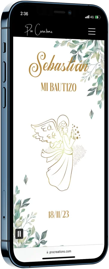 Mockup de un teléfono con una invitación para boda